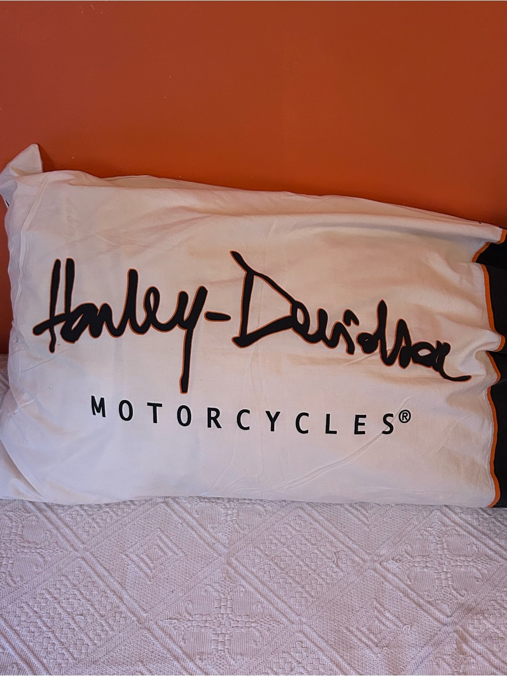Harley-Davidson official cotton White Logo Signature Pillowcase - Motorcycles